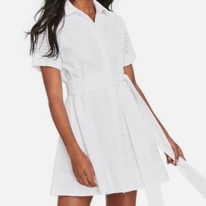 Lisa‎ Marie Fernandez x Target White Eyelet 100% Cotton Belted Button Mini Dress